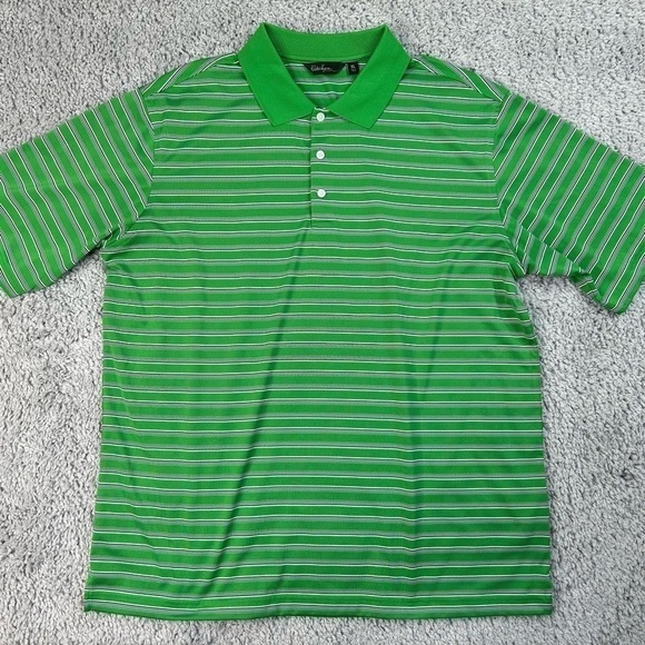 Walter Hagen Shirt Mens XL Golf Polo Bright Green Stripes Activewear Basics - Picture 1 of 5